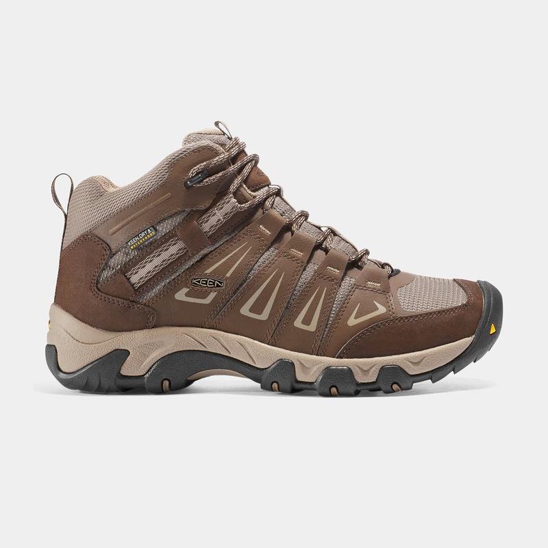 Keen Oakridge Waterproof Mid Mens Hiking Boots Brown Clearance (6970-KLBMT)